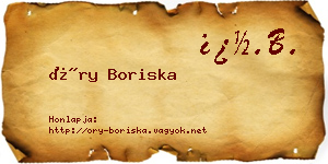 Őry Boriska névjegykártya